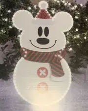 Gemmy Disney 3.7 ft Mickey Mouse Snowman Flat-Tastics Yard Decoration NIB