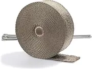 ARTR Titanium Lava Fiber 2 x 50' Exhaust Header Wrap kit with 10pcs 11.8 inch Stainless Locking Ties