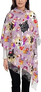 [WURTON] Winter Guitars Print Tassel Scarf,Lightweight Shawls With Tassels,Soft Scarves For Women Men