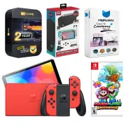 Nintendo Switch OLED Mario RED Edition + Mario Luigi Brothership + Accessory Kit