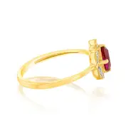 0.50 Carat Created Ruby Oval and Diamond Ring in 9ct Yellow Gold, Q