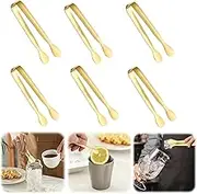 6 Pack Mini Serving Tongs-Small Tongs for Serving Food,Stainless Steel Mini Sugar Tongs for Charcuterie Board Appetizers Dessert Serving Food Tiny Party Danish Candy Tongs (Gold)