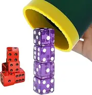 Dice Stacking Cup Set with 4 Pcs 19mm and 5 Pcs 18mm Standard 6 Sided Dices Straight Dice Cup with Storage Bag Dice Cup Shaker with Magic Tricks Instruction Green