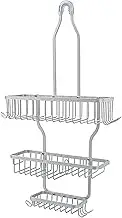 Aluminum Over Shower Head Caddy, Hanging Shower Organizer Storage, Rustproof Bathroom Shelf with Hooks, No Drilling Space-Saving Storage for Shampoo, Shower Rack with Soap Basket (Silver)