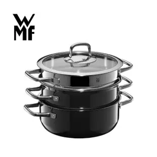 【德國WMF】Fusiontec Compact 可堆疊湯鍋蒸鍋三件組 22cm(黑色)