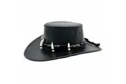 Jacaru 110 Croc Hunter Outback Leather Hat with Real Crocodile Headband - Black