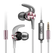 J02 Metal Sport Running Noise-cancelling Earphone Headphone with Mic for Mobile Phone Xiaomi ROSE-GOLD COLOR