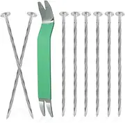 Bakulyor 100 Pack Metal Landscape Stakes, 6 Inch Artificial Turf Nails, 6 Gauge Large Landscaping Spikes, Galvanised Edging Anchoring Staple for Garden Ground Grass Lawn Paver Timber Weed Barrier -6"