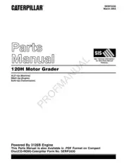 Caterpillar Cat 120H Motor Grader Parts Catalog Manual SEBP3330