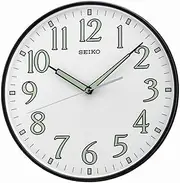 SEIKO 12 Inch Black Framed Luminous Numbered Wall Clock