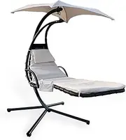 Outdoor Hanging Lounge Chair Replacement Cushion Cover and Umbrella Fabric, Made for Patio Curved Chaise Lounge Swinging Hammock Chair Pads, Waterproof Soft Fabric (Cushion Not Included, Khaki)