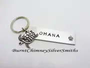 OHANA - Custom Hand Stamped Aluminum Key Chain. Featuring a HONU Charm