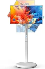 Coolegend 32" Portable TV 8G RAM+128G Storage 1080P Touch Screen Monitor on Wheels, Android OS 13 Built-in Battery, Camera and Stand, Full Rotation Rolling Tablet Voice Control for Home, Outdoors