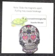 Needle Minder for Cross Stitch Needle Keep Magnetic Tattooed Scull