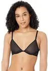Calvin Klein Sheer Marquisette Unlined Plunge Bra Women's 34C Black Hook & Eye