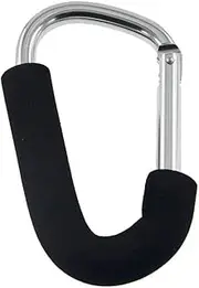 Neigemanna-Large Carabiner with Thickening Sponge Baby Pushchair Pram Hook Shopping Bag Hanger Multipurpose Stroller Accessories Universal Mummy Buggy Clips Plus Bonus Keyrings (silver/1pc)