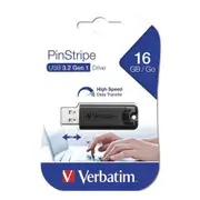 Verbatim Pinstripe USB Flash Drive - 16GB - Black USB 3.0 [49316]