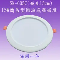 在飛比找露天拍賣優惠-SK-605 15W微波感應嵌燈(嵌孔15cm)【滿2000