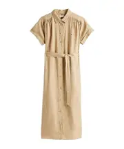 Pure Linen Midi Shirt Dress EU38,EU40 camel