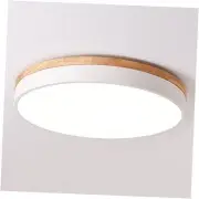 Dimmable Wood LED Flush Mount Ceiling Light, 5CCT 2700K-6000K Modern Round