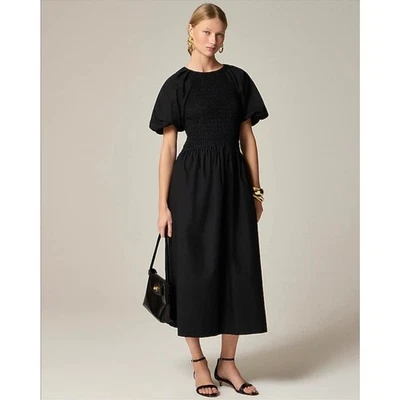 J Crew Meadow Cotton Poplin Smocked Midi Dress US Women's XS
