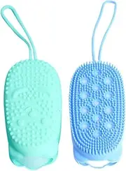 Cabilock 2pcs Silicone Bath Towel Body Wash Sponge Bathing Sponge Silicone Body Scrubber Baby Towels Triangle Drainage Basket Loofah Sponge Bath Brush Silica Gel Child Massage