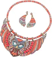 [Ipetboom] 1Set Owl Themed Necklace and Earring Retro Jewelry for Women Stylish Female Birthday Christmas Mothers Day Unique Owl Series Ornament