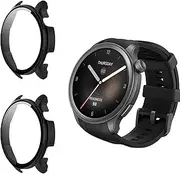Funrae Case Compatible with Amazfit Balance [Pack of 2], PC Case with Tempered Glass Screen Protector, Protective Case, Full Protection, Scratch-Resistant, Ultra Thin, Buffer Protection - Black
