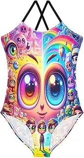 [RPLIFE] Cartoon with Big Eyes Toddler Girls Bathing Suits, Beach Swim Suits Kids, Summer Swimsuits Girls