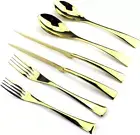 Stainless Steel Mirror Polished Gold Flatware Set, Steak Knife Dinnerware Knife