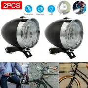 2Pcs Classical Vintage 3 LED Bike Headlight Bicycle Retro Light Front Head Lamp