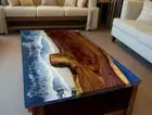 Ocean Beach Epoxy Resin Table, Acacia Wooden table, River Coffee Table Top Deco