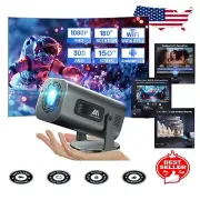 Compact 1080P Mini Projector with WiFi 6, Bluetooth 5.2, and Built-in Speaker