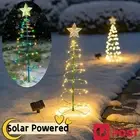 LED Spiral Christmas Tree Solar Light Xmas Yard Lights Outdoor Garden Decoration