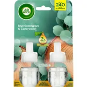 Air Wick 2x Essential Oil Eucalyptus & Cedarwood Plug In Refill 19mL x 2 pack