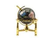 Unique Art 6-Inch Mini Black Pearl Gemstone World Globe with Gold Tripod