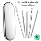5pcs Blackhead Pimple Remover Tool Kit Spot Popping Extractor