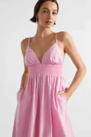 SEED HERITAGE Poplin Stripe Maxi Dress Pink Gin Stripe BNWT RARE SIZE 8 $169.95!