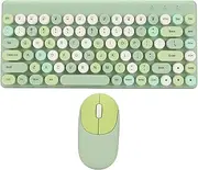 Modern Wireless Keyboard Optical Mouse Combo, Colorful Cute Silent Ergonomic Slim and Compact Wireless Keyboard 2.4G with Numeric Pad for Laptop Computer Compatible with (Green)