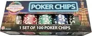 Rubies Classic 100 Chip Poker Set, Welcome to Las Vegas Sign, 100 11.5g Chips, 5 Denominations, Chip Rack Included