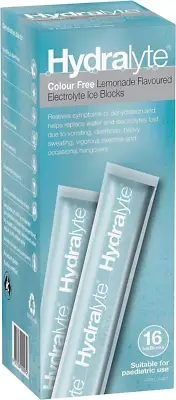 Electrolyte Ice Blocks Colour Free Lemonade Flavoured 16 Packs