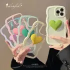 Clear Cover For iPhone 16 15 14 13 12 11 Pro Max Plus With Heart Stand Back Case