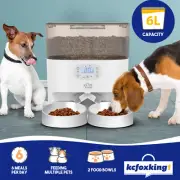 6L Auto Pet Cat Dog Feeder Automatic Dual Bowls Timed Food Dispenser