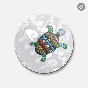 Turtle Colorful Animal | 4'' X 4'' Round Decorative Magnet