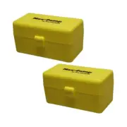 Max-Comp Rifle Ammo Box - 50 Rnd Flip-Top 223 204 - Yellow - 2 Pack - PTAB0042PK