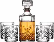 "Refined 5-Piece Whiskey Set: Decanter & 4 DOF Glasses - Elegant Glassware!"