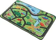 HAMPPLIES Dinosaur Play Mat for Non Slip Car Rug Engaging Traffic Map for Playroom Bedroom Foldable Play Mat Carpet with Dinosaur