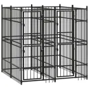Outdoor Dog Kennel Steel 3.69 m² Large Pet Enclosure Dog House Backyard Ru 97937