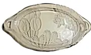 NEW VTG MIKASA SERVING PLATTER FROSTED GLASS TULIPS & NARCISSUS 16”x8.3/4”