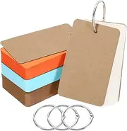 uxcell Blank Index Cards with Ring, 200Pcs Colored Blank Flash Card 3.5" x 2" Note Card Study Card for Memory Learning Studying Office Supplies, Assorted Color